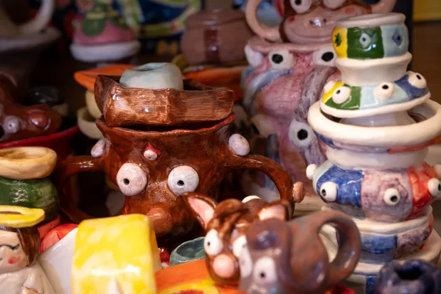 Some of the ceramic work by Marlena Arthur at the...