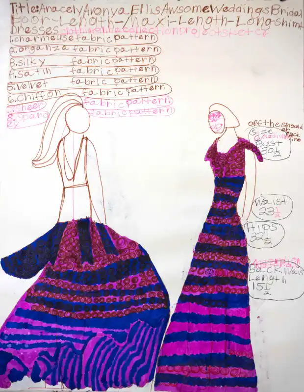 One of fashion designer and artist Aracely Ellis’ designs at...