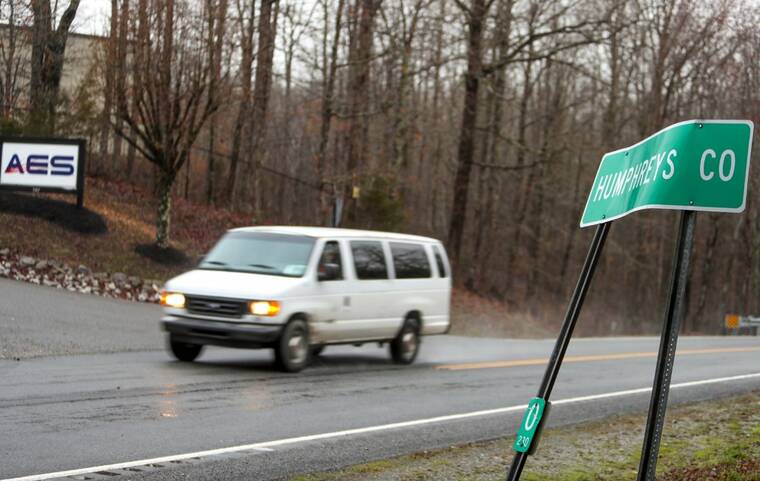 HENRY TAYLOR/THE LEAF-CHRONICLE, LEAF CHRONICLE VIA IMAGN CONTENT SERVICES, LLC
                                A van crosses the road in between AESs sign and the Humphreys County sign at Accurate Energetic Systems (AES) in McEwen, Tenn., in February 2020. Multiple people are dead and several others are unaccounted for after a blast this morning in Tennessee at a military explosives plant, according to law enforcement.