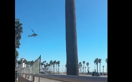 Video shows this helicopter spinning out of control before it crashed in Huntington Beach on Saturday. (Photo by OnScene.TV)