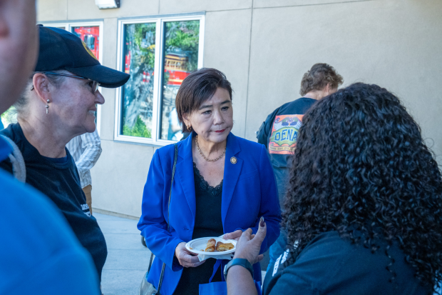 Judy Chu talking to Altadena residents during Altadena’s Town Council’s...