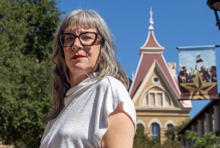 Texas State University history professor Jessica Pliley poses for a portrait on campus in San Marcos on Friday, Oct. 10, 2025.