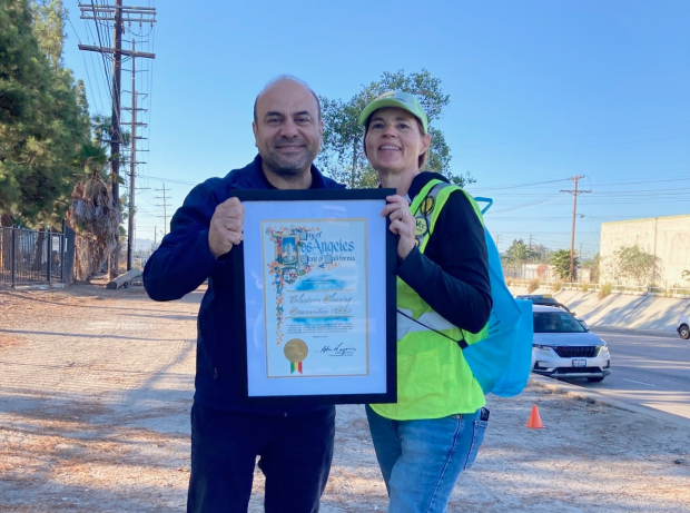 L.A. Councilmember Adrin Nazarian presents a Certificate of Commendation from...
