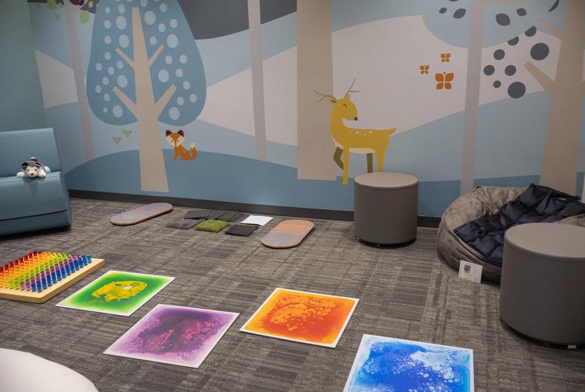 A calm room in the special education wing of Legacy Elementary. They are part of school's trauma-informed design.