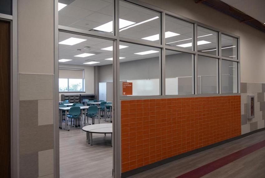 A variant of the Legacy Elementary classrooms that offer a multiple bullet-resistant window view.