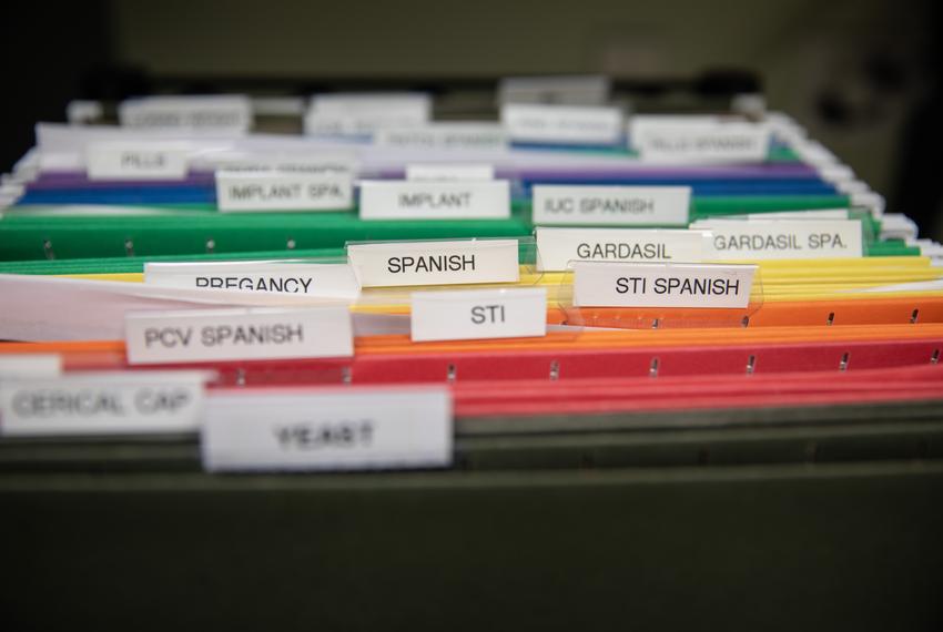 Informed consent forms at Planned Parenthood in Austin, Texas on October 1, 2025.