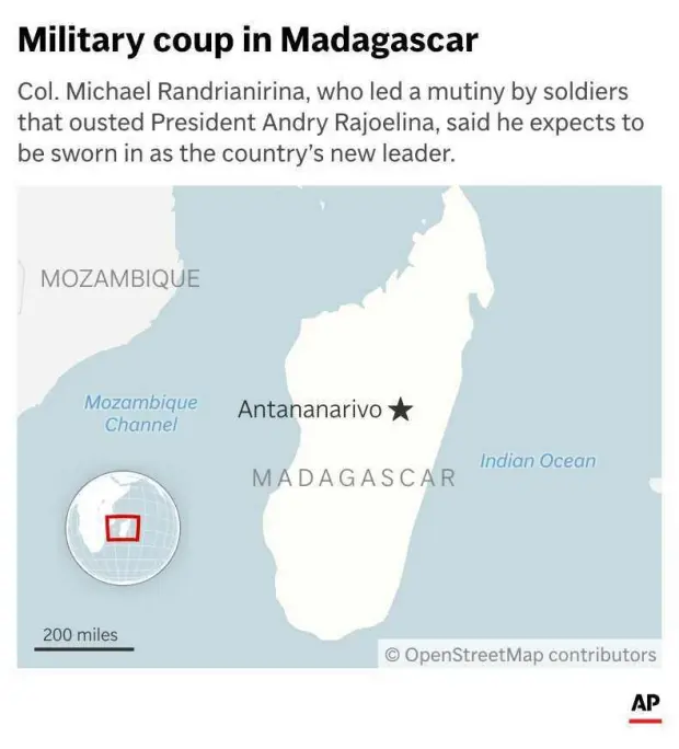 The map above locates Antananarivo, the capital of Madagascar. (AP Digital Embed)