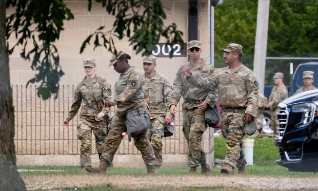 Members of the Texas National Guard at the Army Reserve...