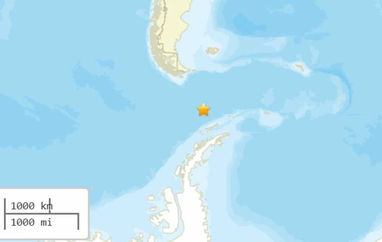 U.S. GEOLOGICAL SURVEY
The epicenter of the magnitude 7.6 earthquake that struck off the coast of Chile this morning is seen in this image.